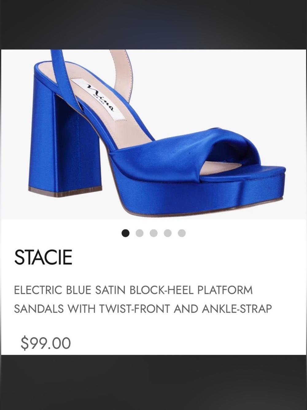 Nina Royal Blue Satin Block Heel Sandals